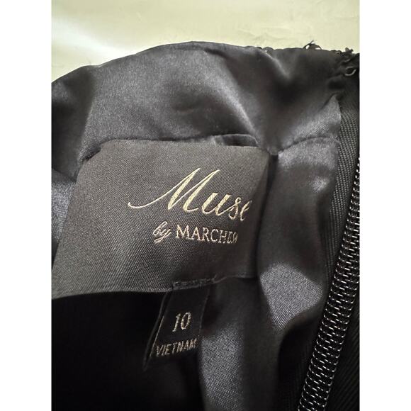 Muse by Marchesa Sequin Metallic Skirt Black Gold A-Line Cocktail NWT Size 10 - Picture 5 of 7